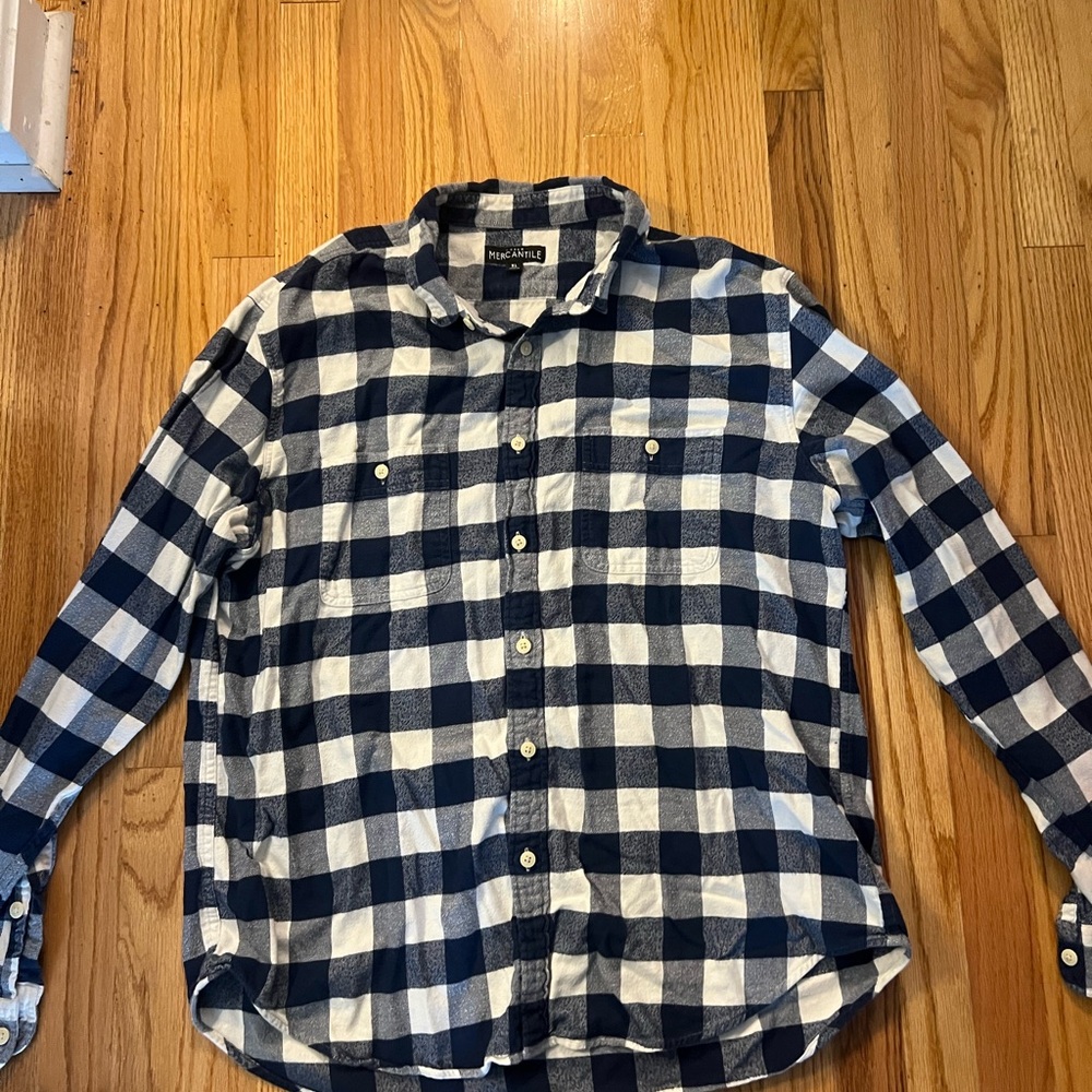 J. Crew Navy and White Plaid Men's Shirt